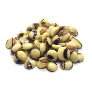 Round Transparent Flat Glass Marbles 3/4" Cream w/ Tan Swirls 9oz Bag